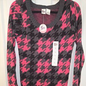 So Pink Black Sweater L with tags